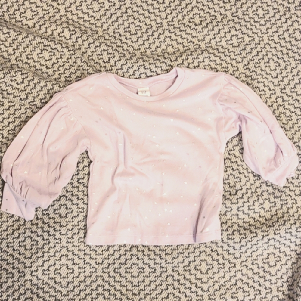 Gap Purple Top with Balloon Sleeves and Foil Starts Size 18-24M
